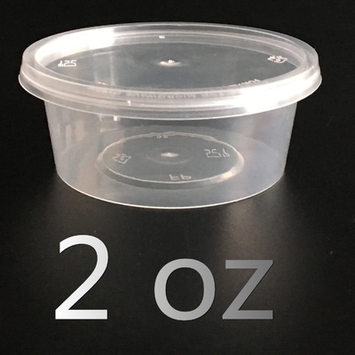 50 मिलीलीटर 2oz डिस्पोजेबल खाद्य कंटेनर टेबलवेयर प्लास्टिक सॉस कप ढक्कन के साथ